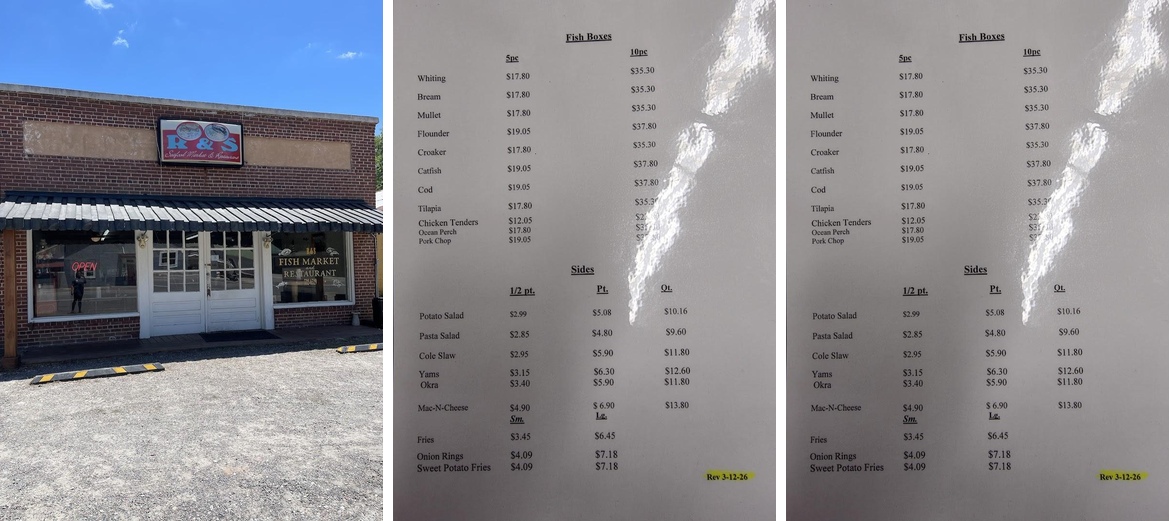 R & S Fish Market & Restaurant Menu