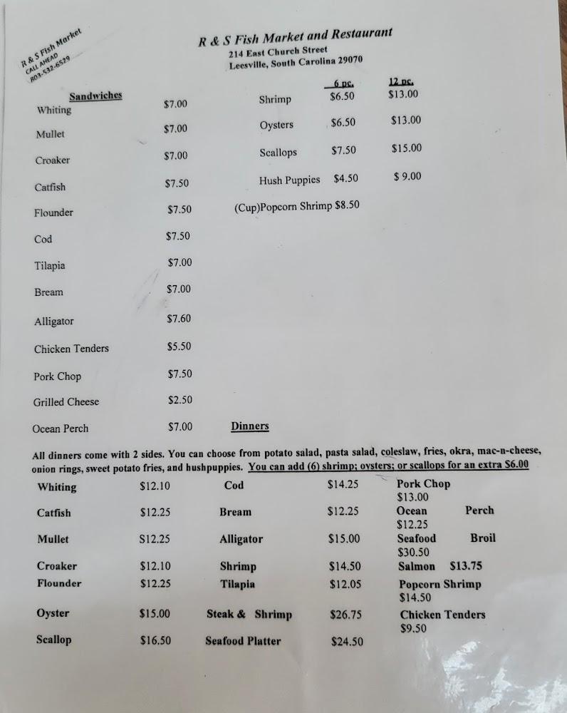 R & S Fish Market & Restaurant Menu image 2